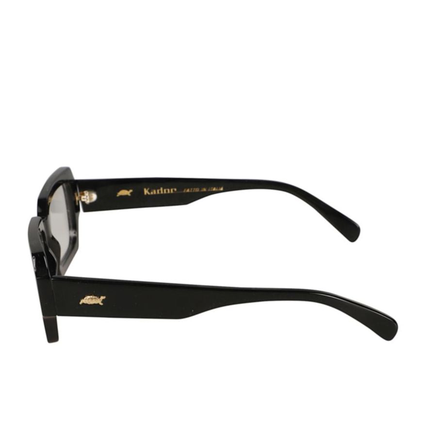 Evy Bold Rectangular Frame Sunglasses with Gold Emblem