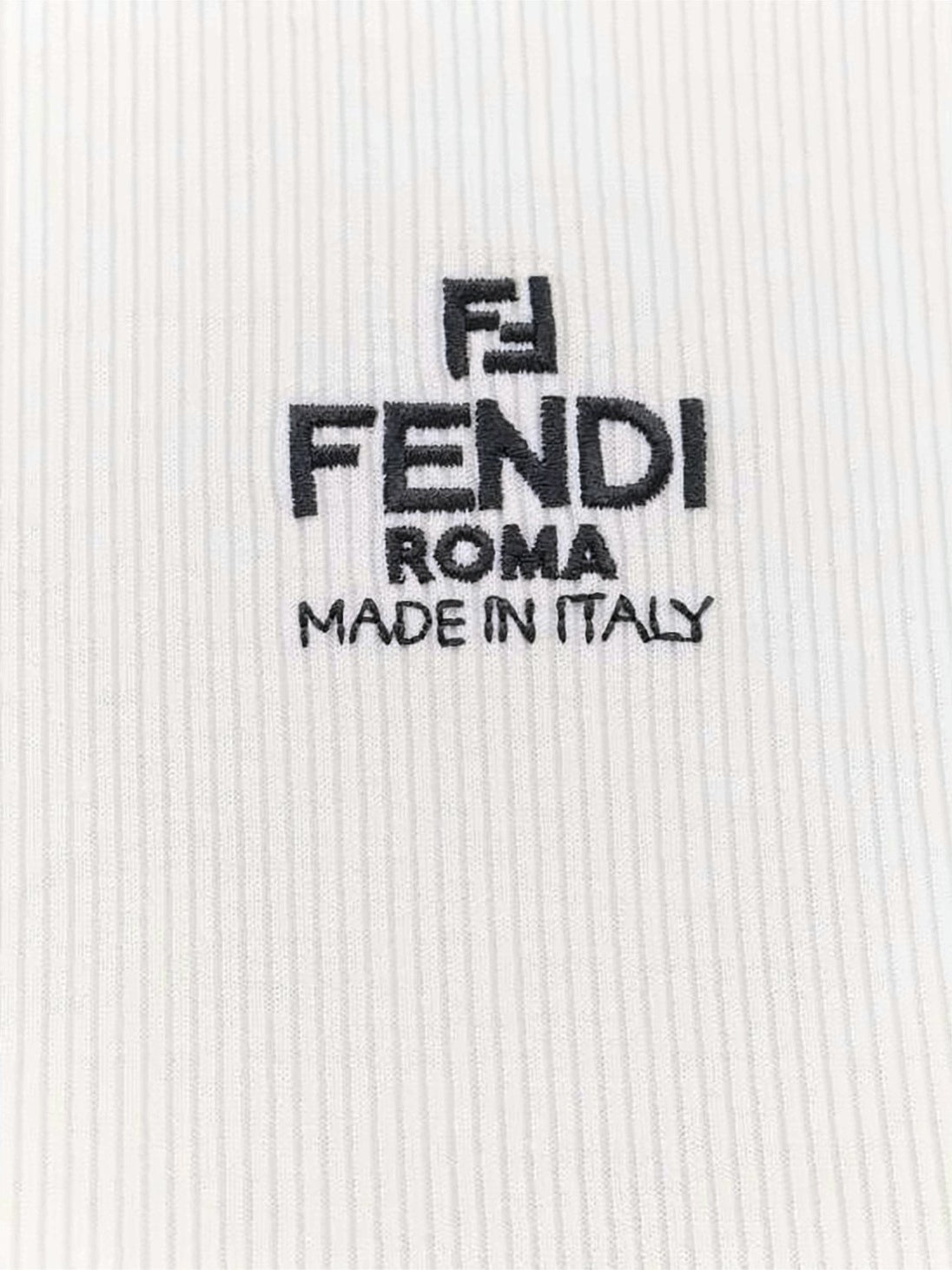 Ribbed Fendi Cropped Short-Sleeve Top
