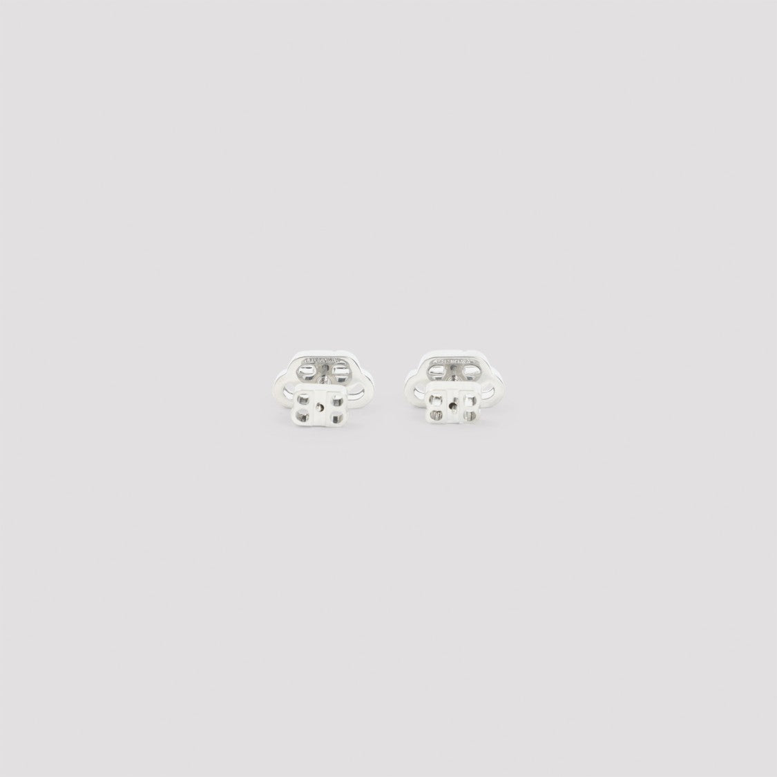 Polished Silver-Tone Double 'B' Logo Stud Earrings