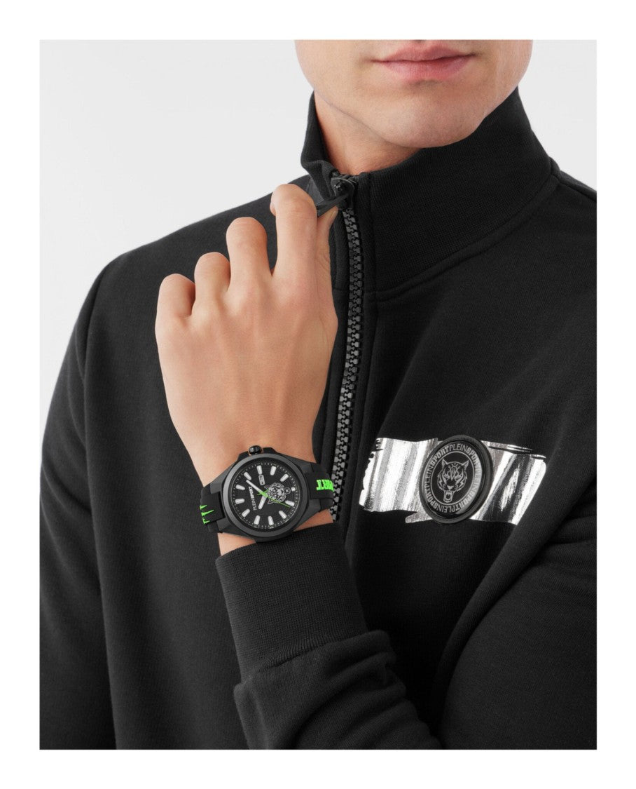 47Mm Black Enamel Dial Silicone Watch