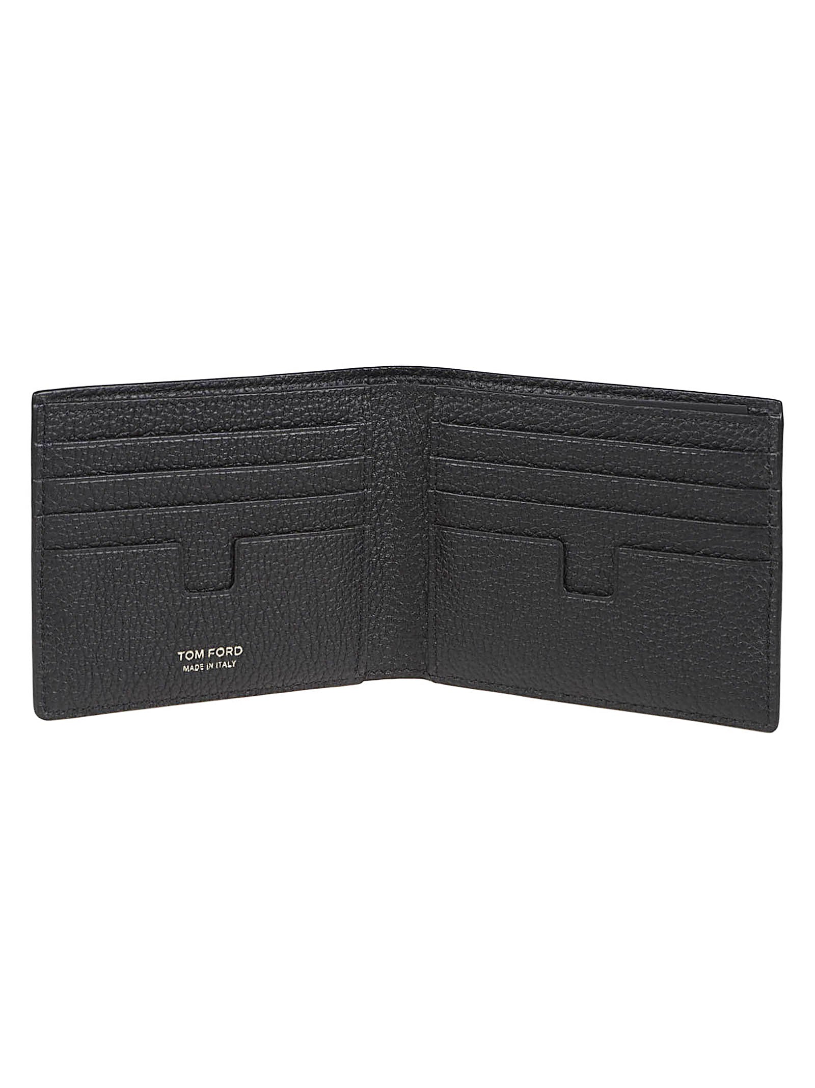 Textured Black Leather Billfold Wallet with Iconic Logo