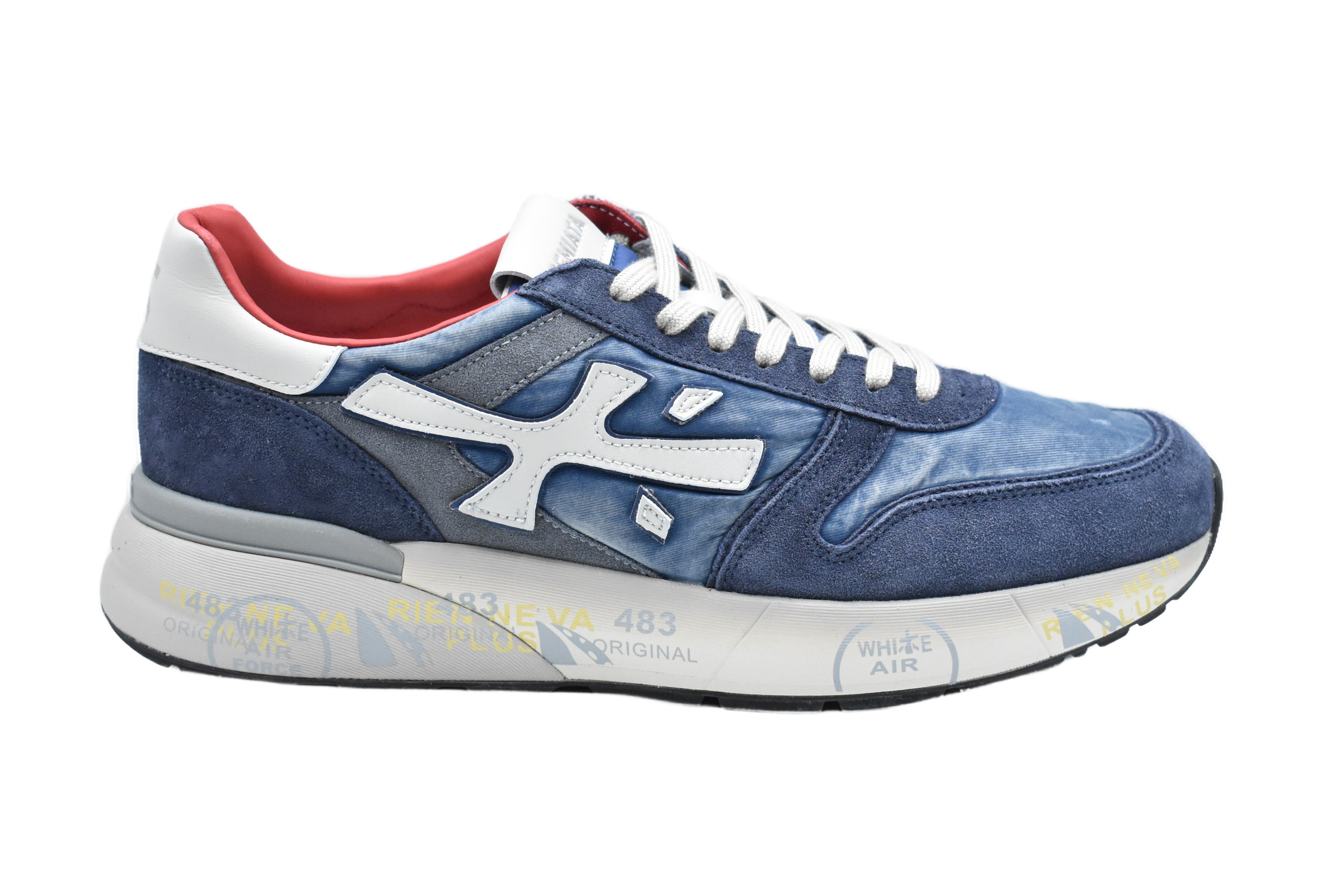 Layered Blue Suede Low Sneakers With Sole