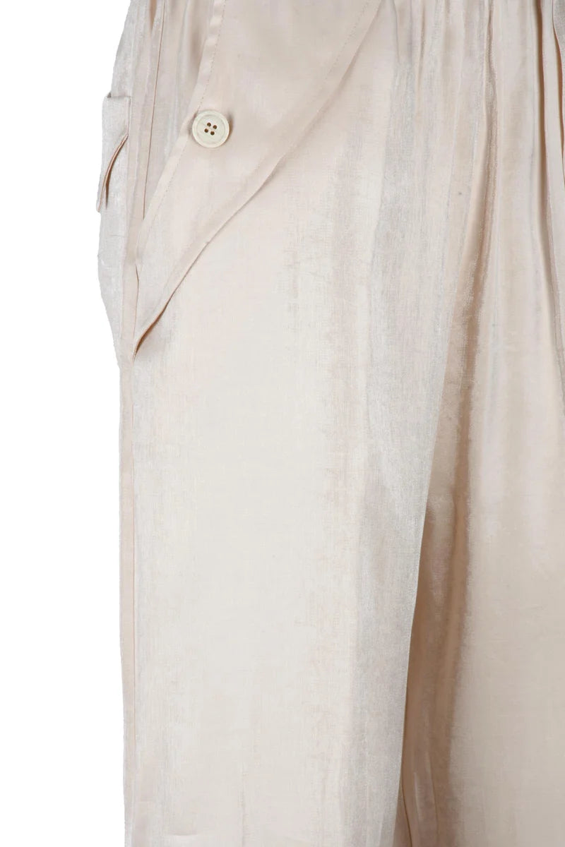 Satin Cargo Pants - Cream