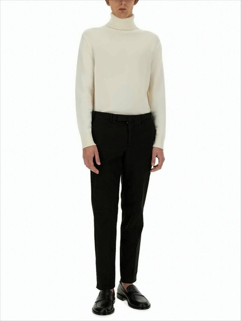 Tailored Slim Fit Black Suit Pants With Flat Waistband