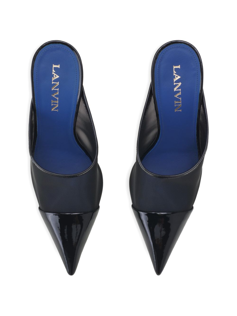 Black Pointed Toe Mesh Geometric Sandals