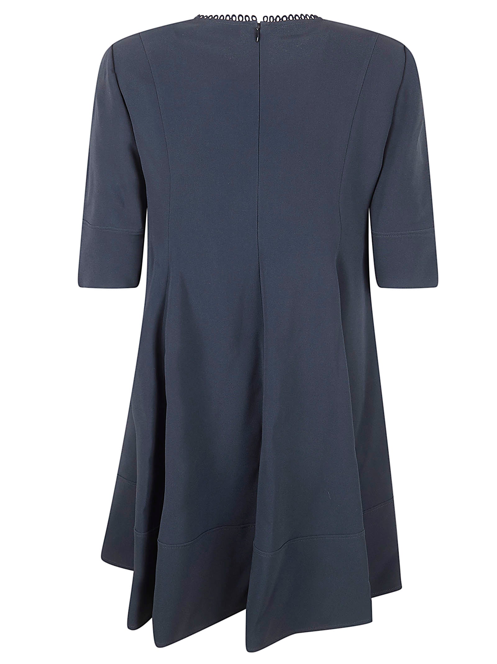 Fluid A-line Skater Dress with Scalloped Neckline