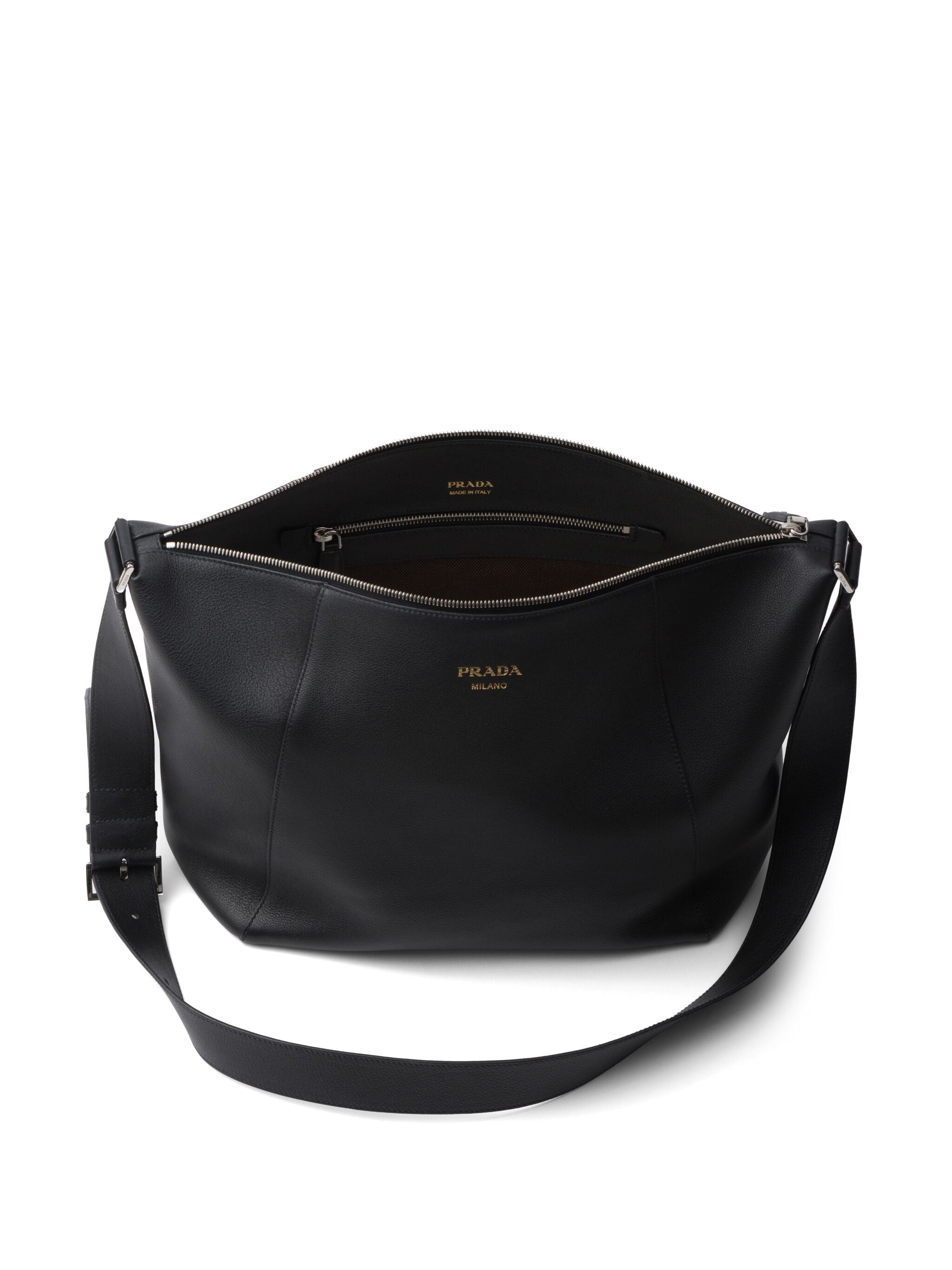 Black Bandoleira Soft Grain Leather Satchel
