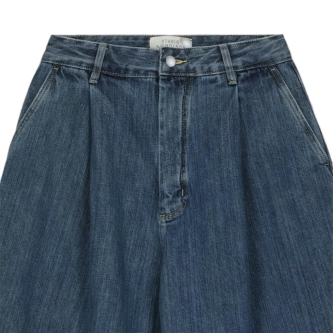 High-Waisted Wide-Leg Denim Pants