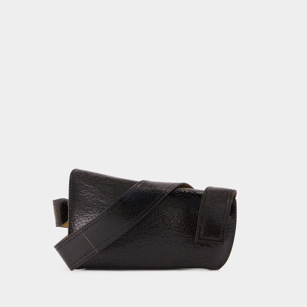 Sling Shoulder Bag - Leather - Black
