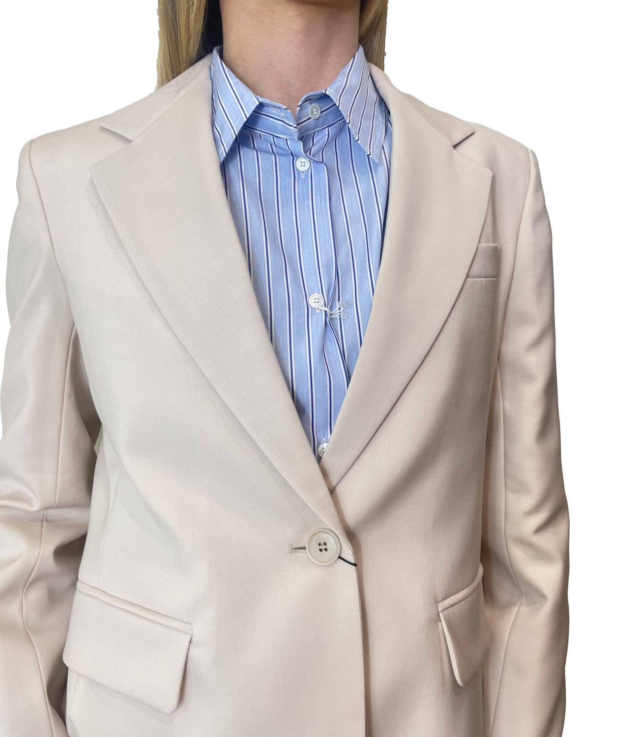 Beige Virgin Wool Casual Jacket
