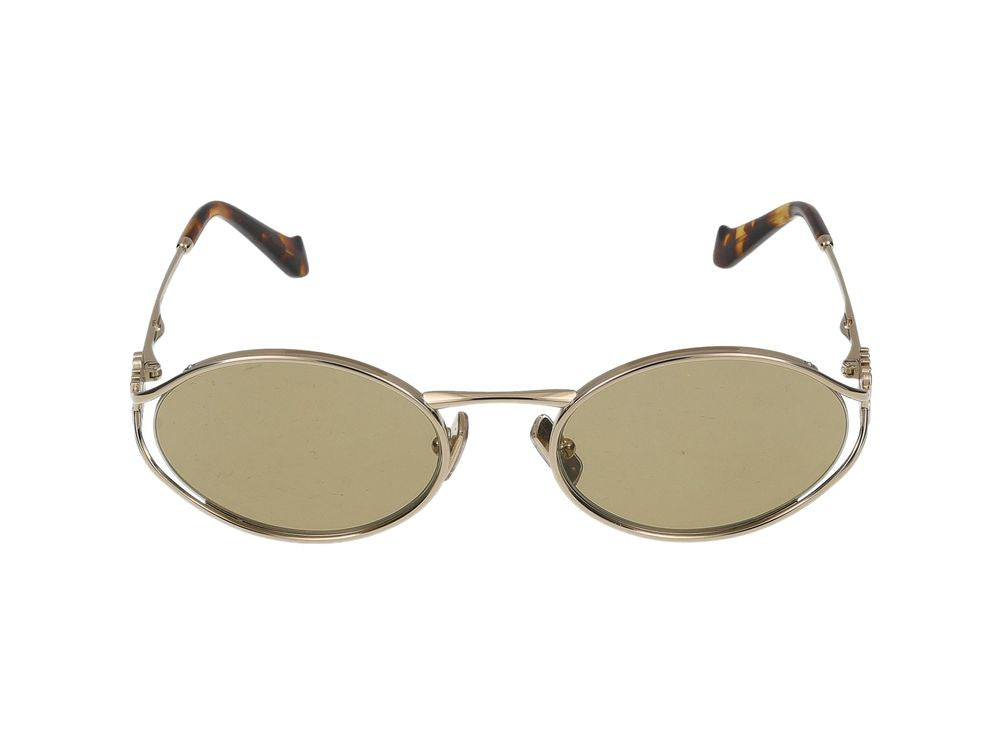 Round Crafted Metal Sunglasses with Tortoiseshell Tips
