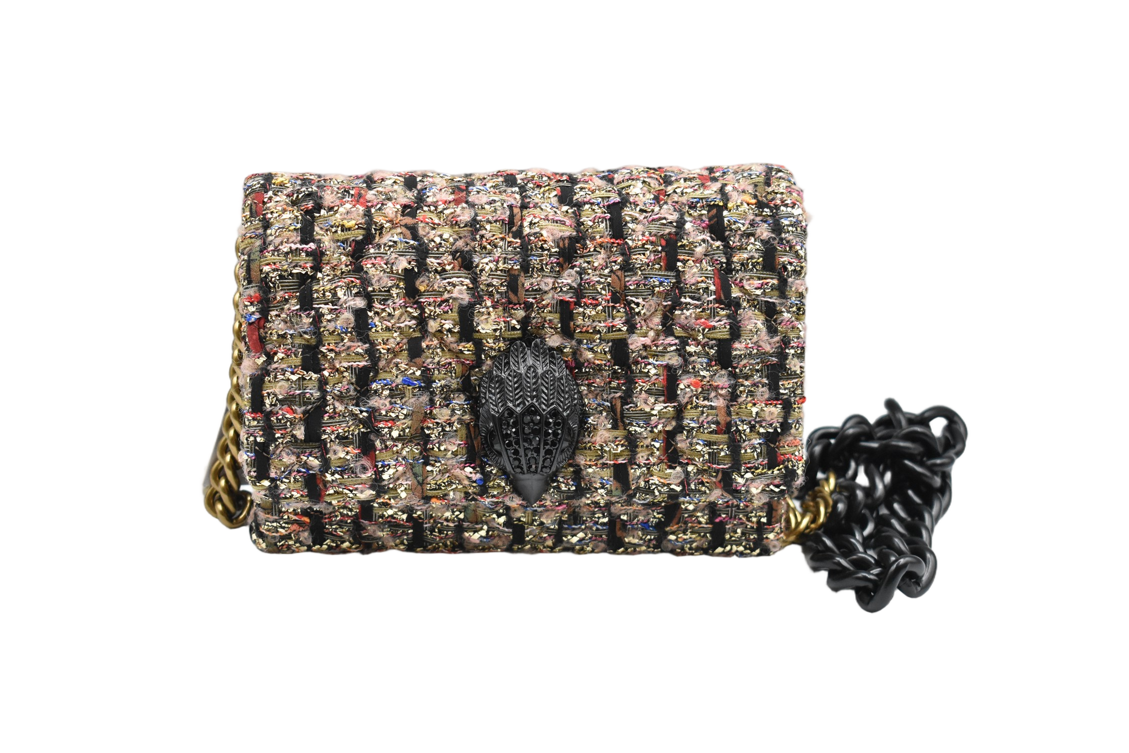 Textured Woven Handbag With Chain Strap