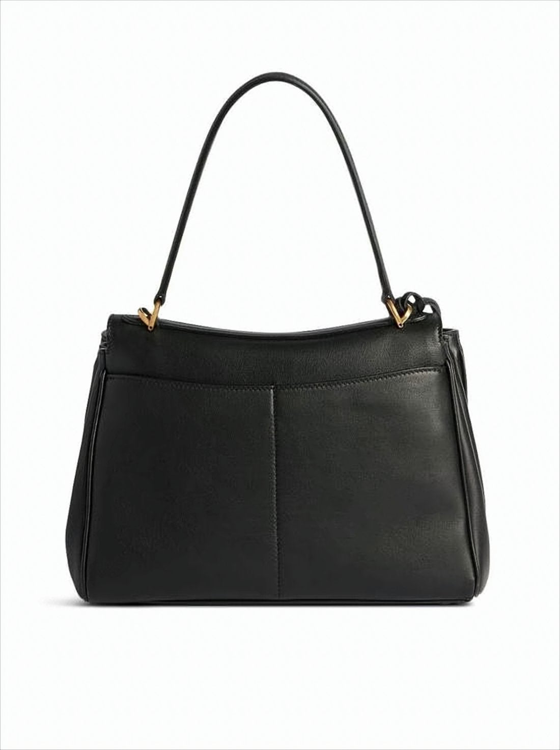 Rectangular Black Leather Shoulder Bag