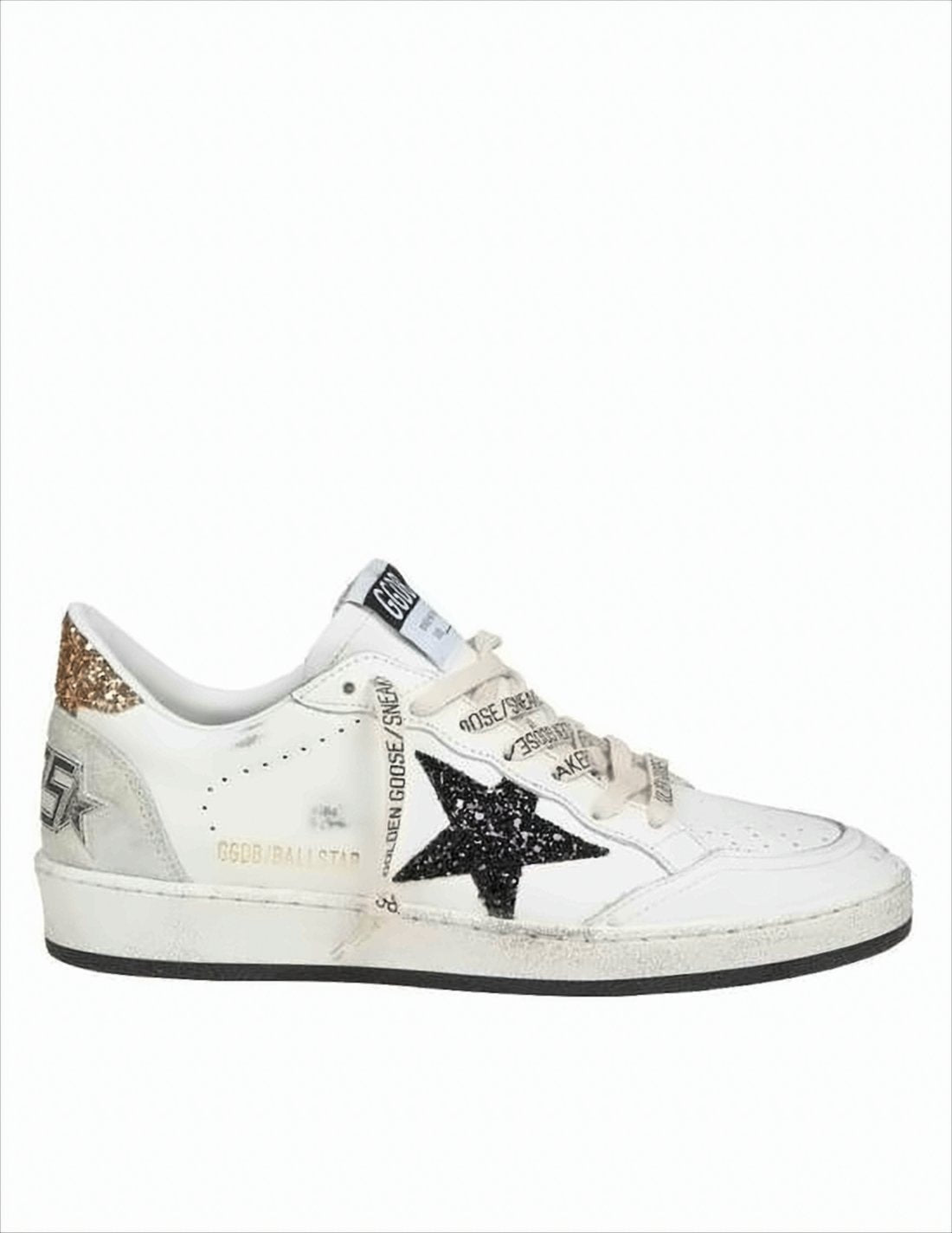 Distressed White Low-Top Sneakers with Black Star
