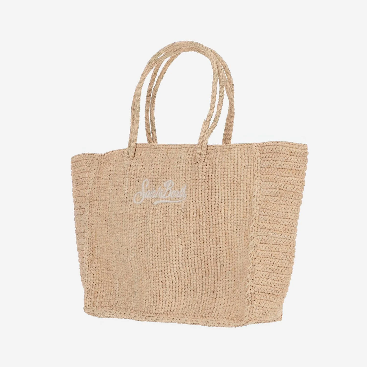 Natural Woven Tote Bag with Embroidered Logo