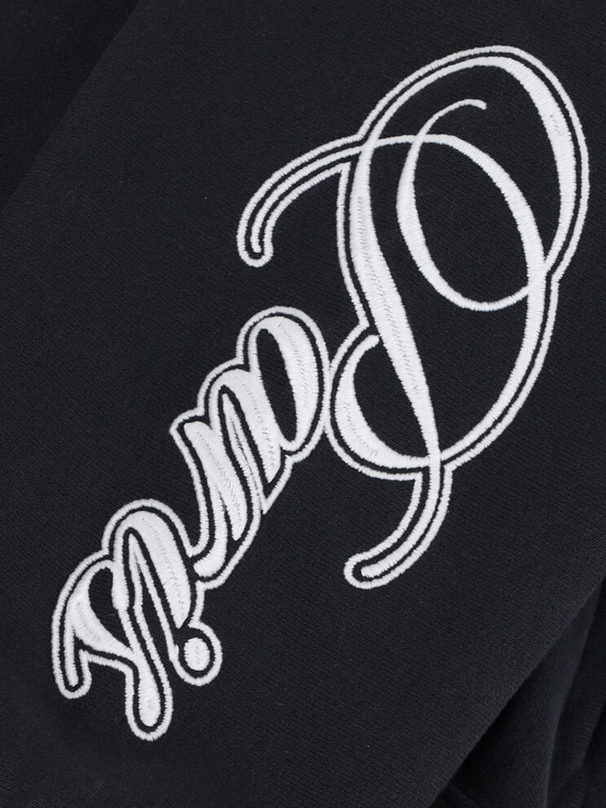 Black Cursive Logo Cotton Zip Hoodie