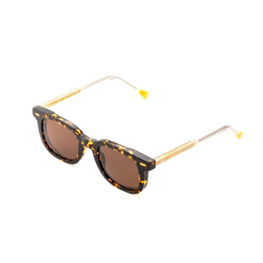 Chase2 Bold Square Frame Tortoiseshell Sunglasses with Metallic Temples
