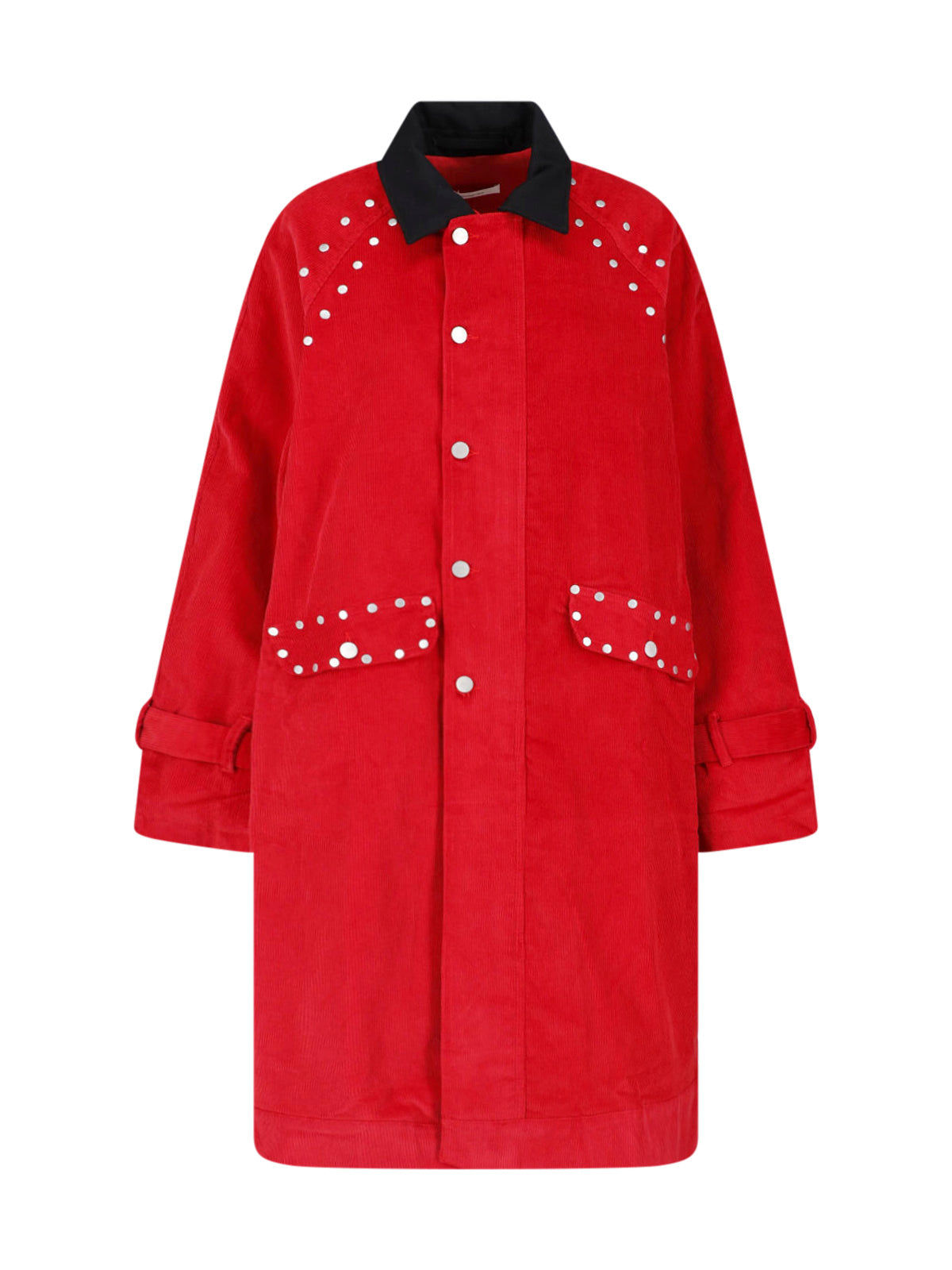 Red Joaquin Ribbed Velvet Studded Coat