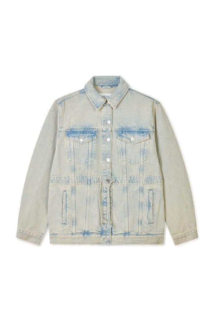 Loose-Fit Denim Jacket With Waist Drawstring