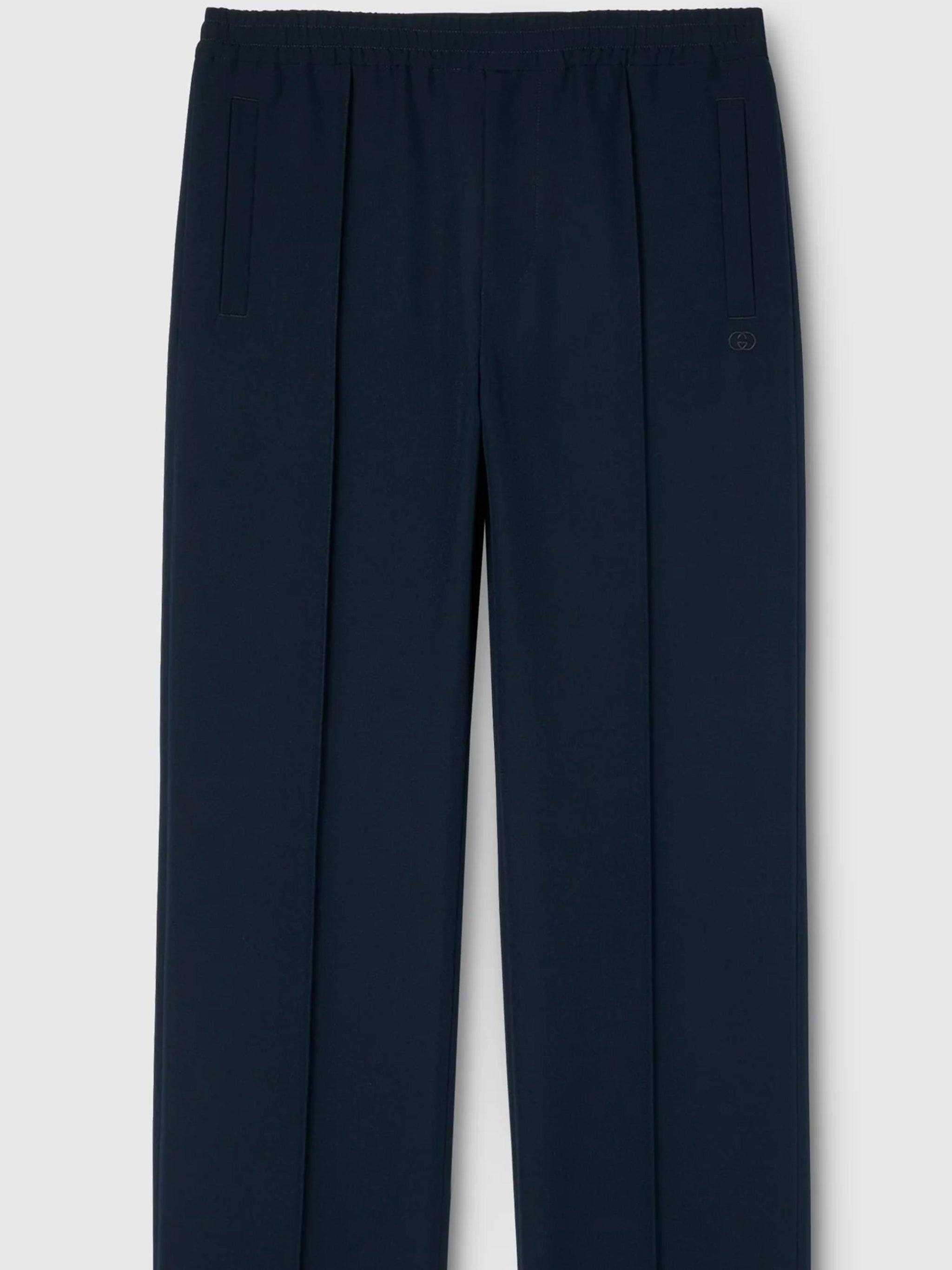 Blue Straight-Leg Drawstring Side Slit Pants
