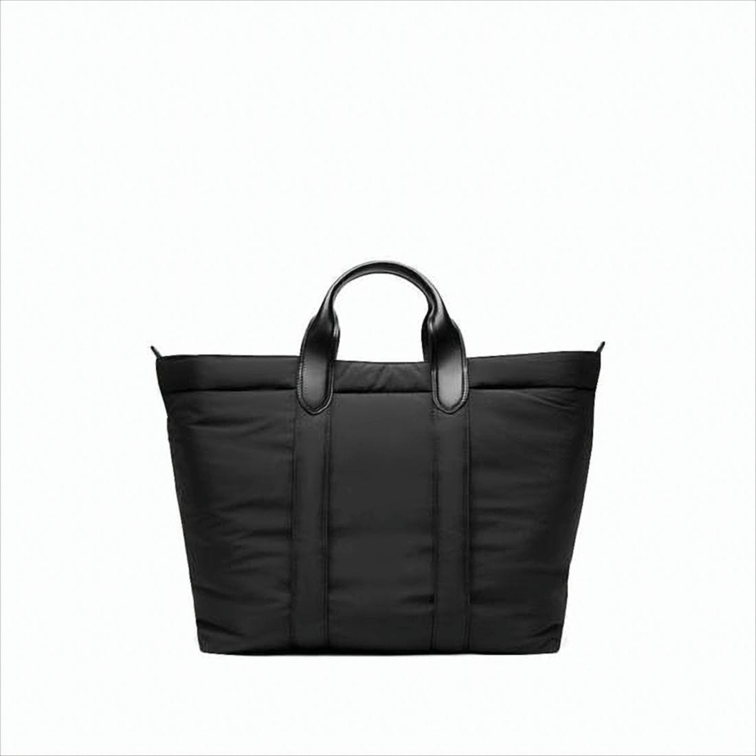 Nylon Tote Bag With Leather Accents And Adjustable Strap