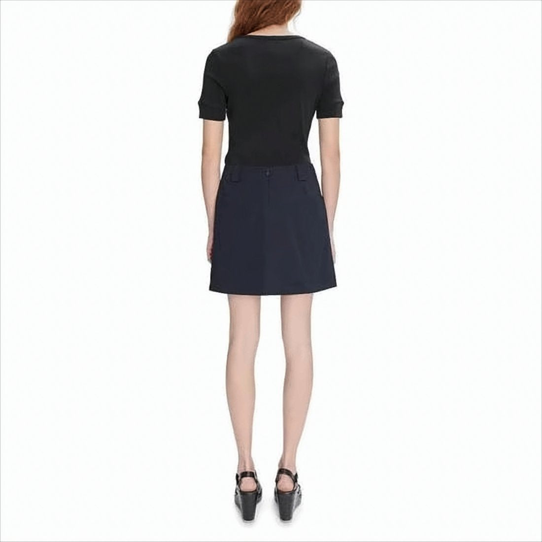 Structured Blue Cotton Mini Skirt