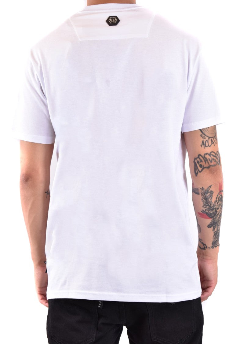 White T-Shirt with Hexagonal Logo