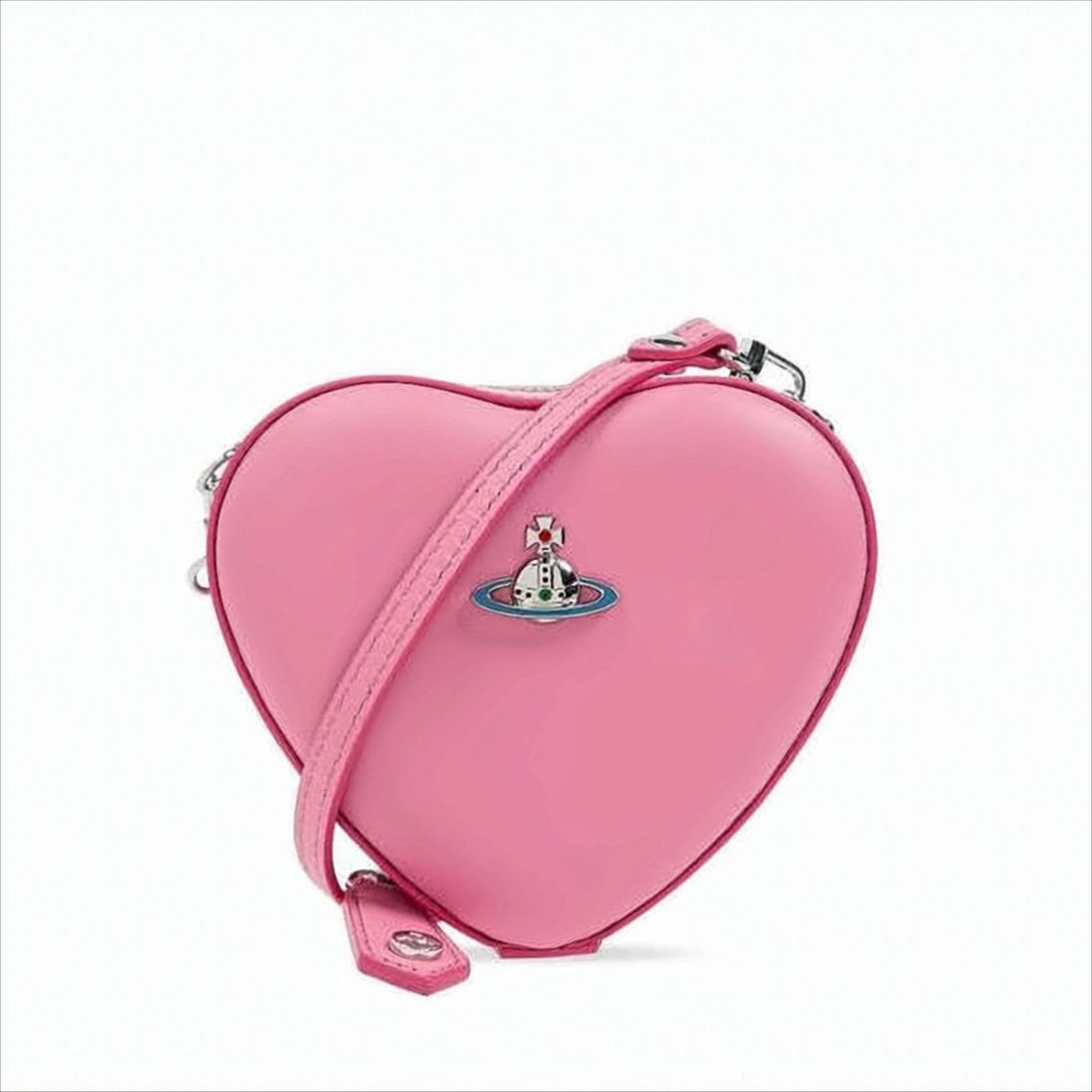 Heart-Shaped Nappa Leather Shoulder Bag with Zip Closure