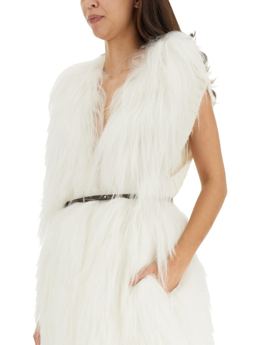 Fluffy White Fur Vest