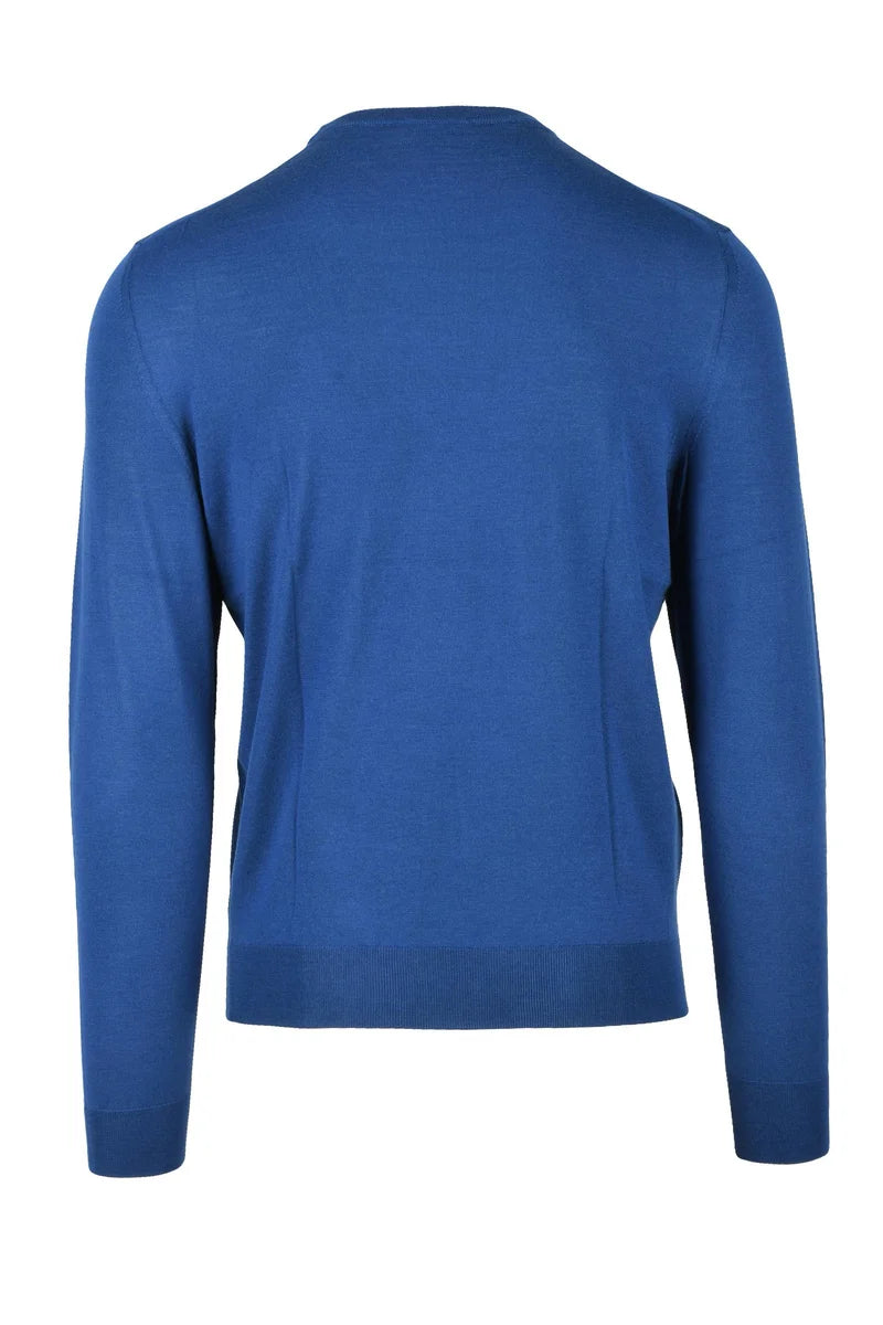 Crew Neck Merino Wool Sweater - Blue