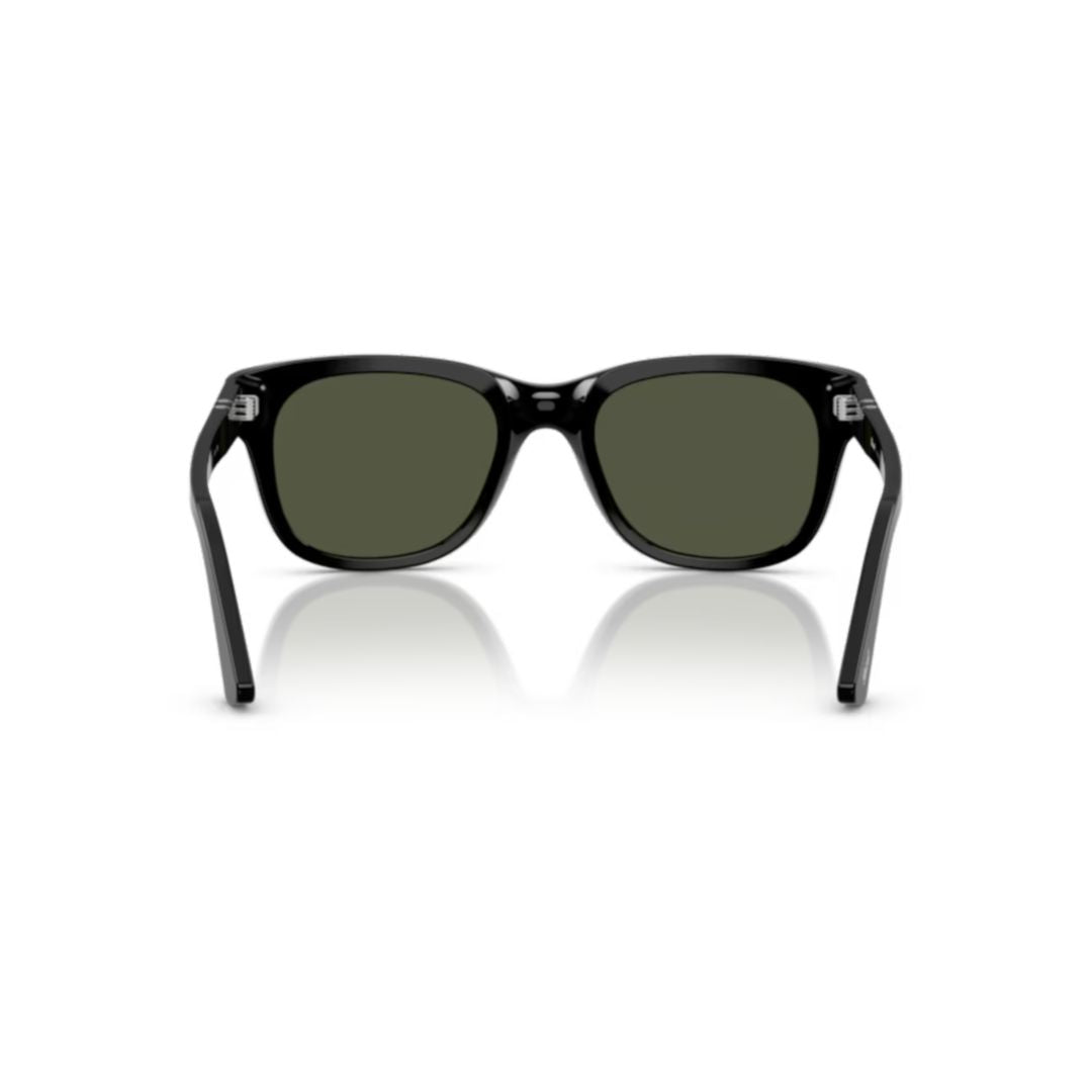 0po3372s Rectangular Black Acetate Sunglasses with Silver Arrow Detail