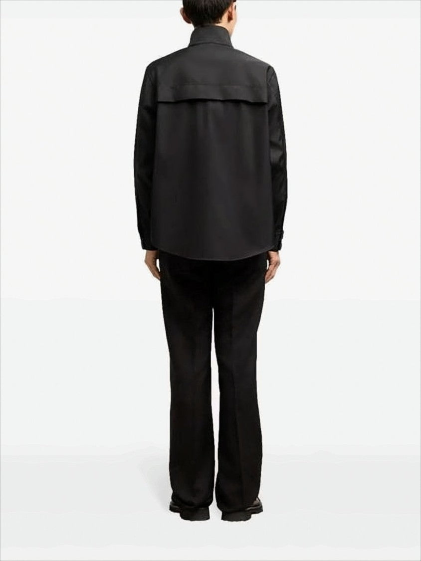 Structured High Stand Collar Shirt With Flap Pockets