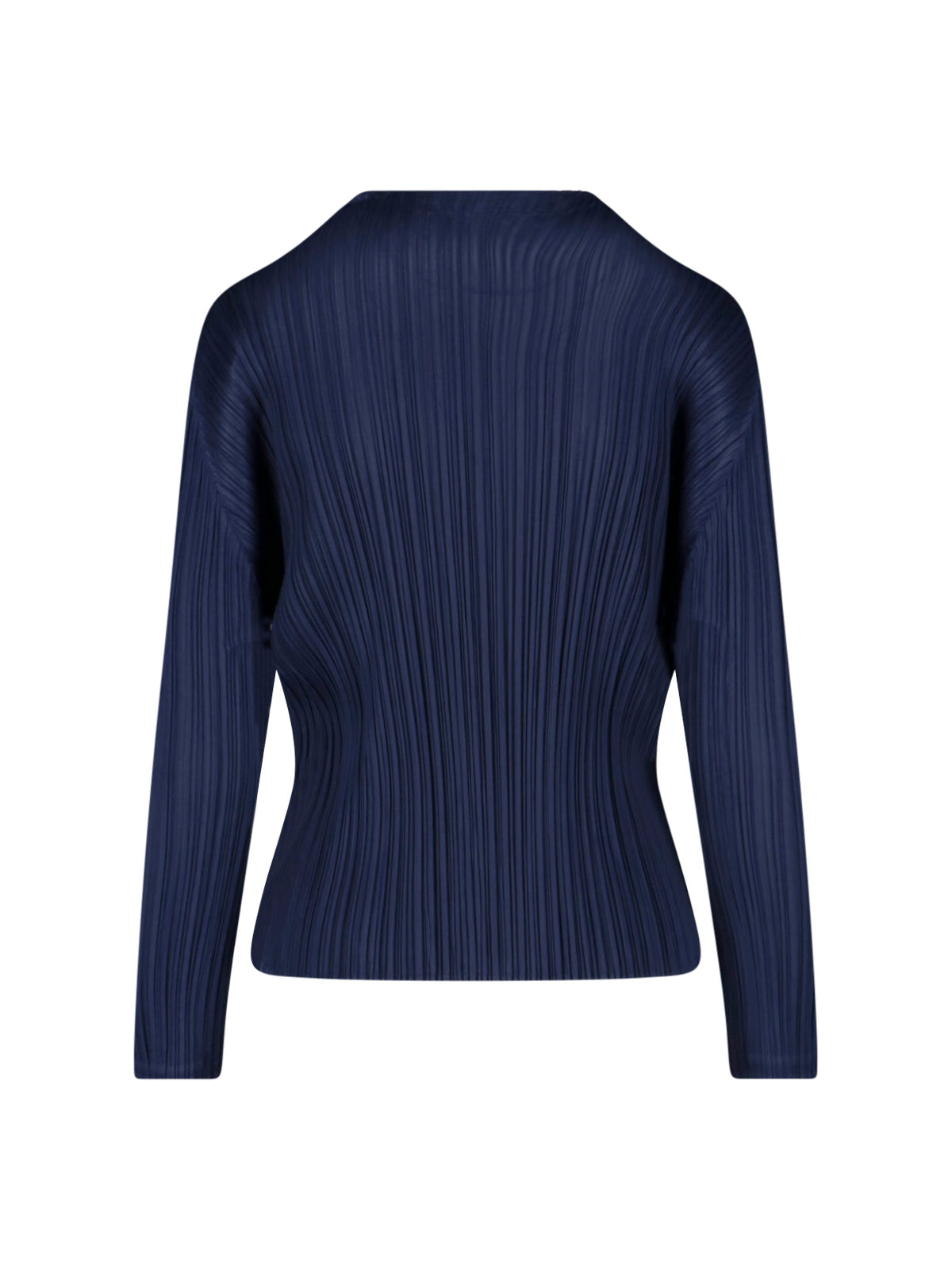 Blue Pleated High-Neck Top