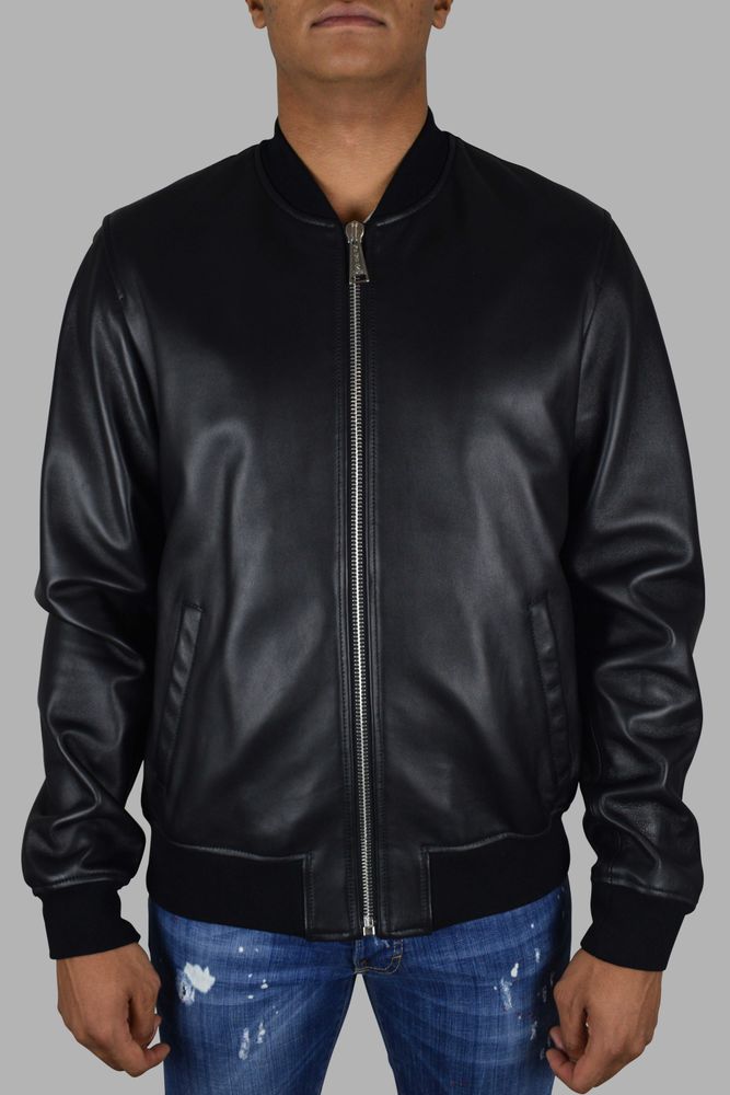 Black Leather Bomber Jacket