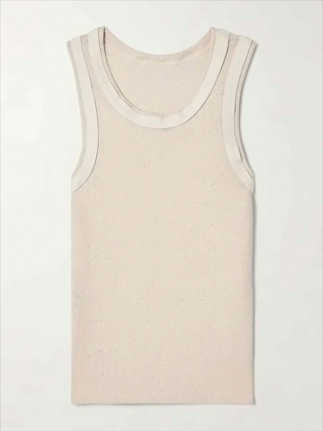 Sleeveless Ribbed Tank Top with Contrasting Trim