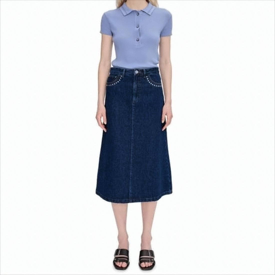 Midi Denim Skirt with Straight Silhouette