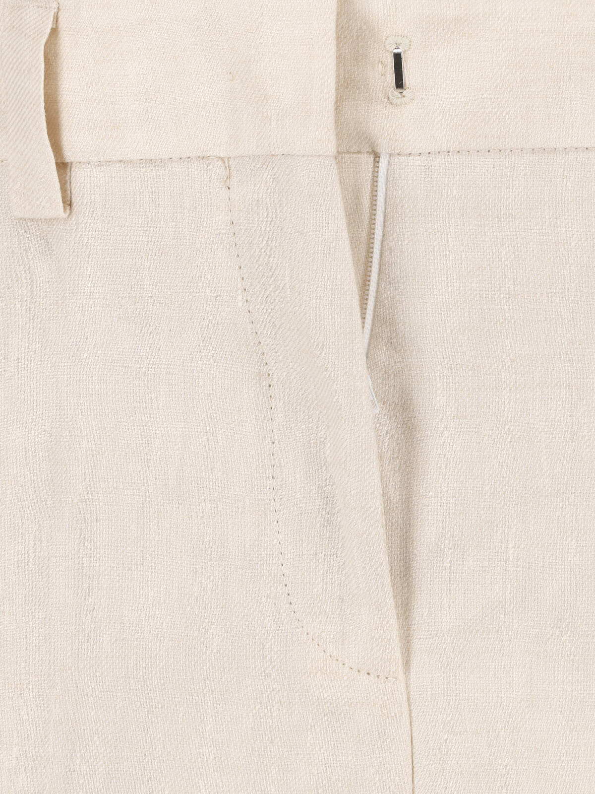 Cream Linen Straight-Leg Tailored Trousers