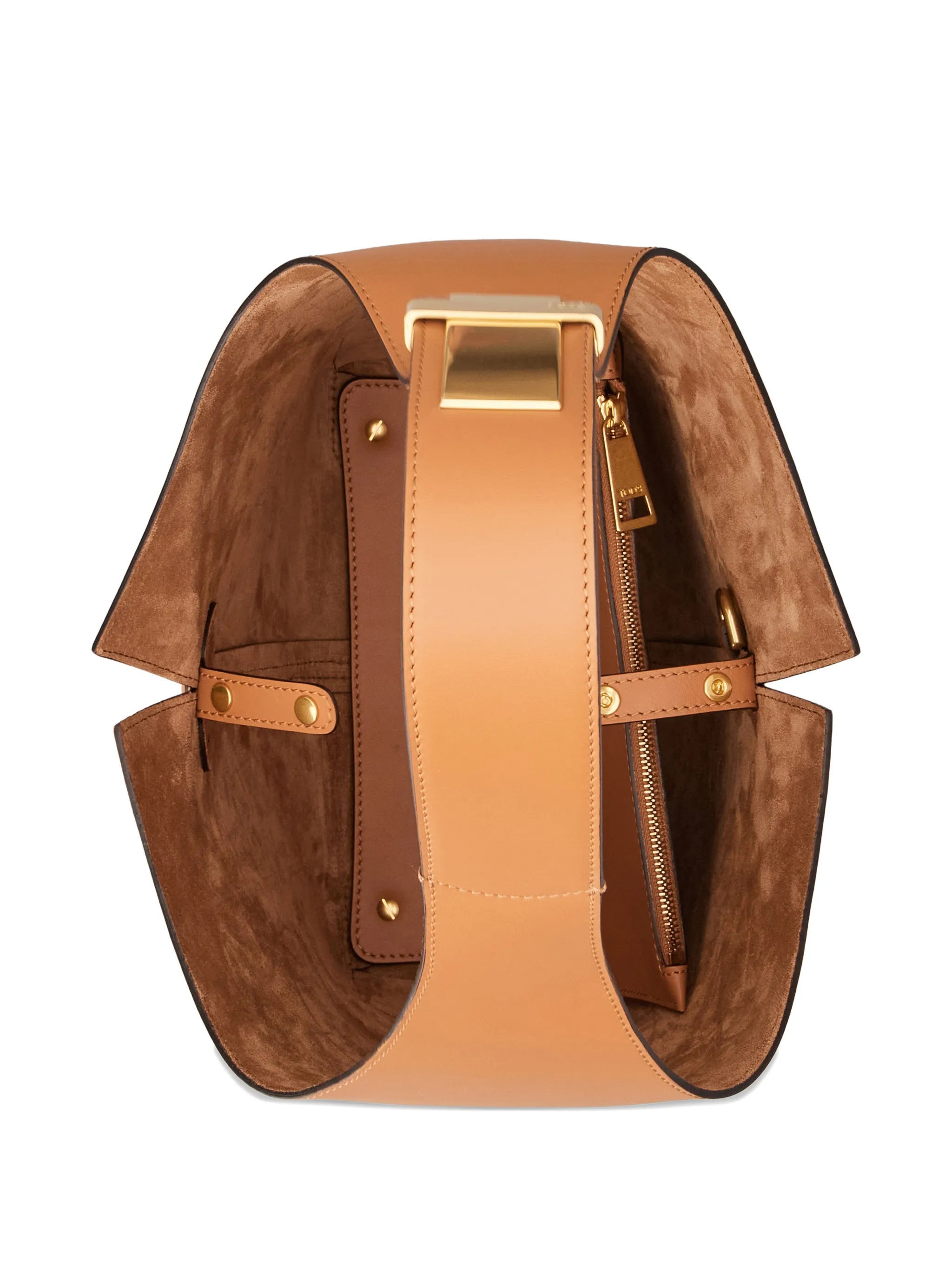 Tan Structured Leather Shoulder Bag