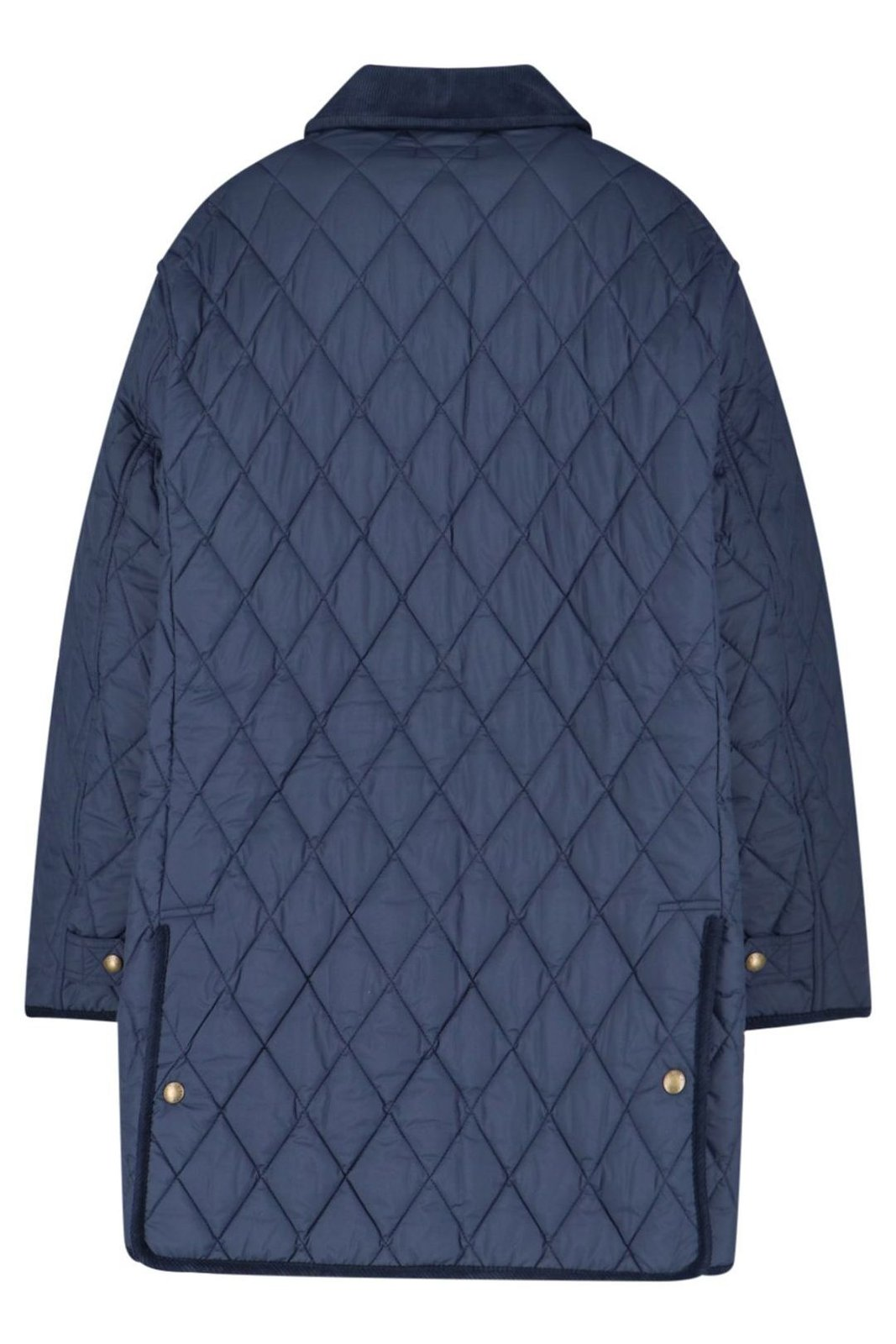 Diamond-Pattern Quilted Jacket with Contrasting Trim