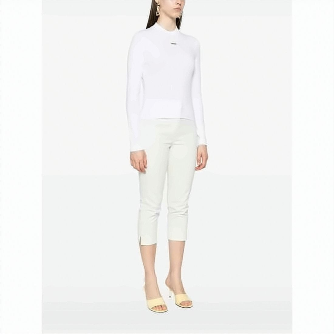 Fitted Long-Sleeve Top with High Neckline
