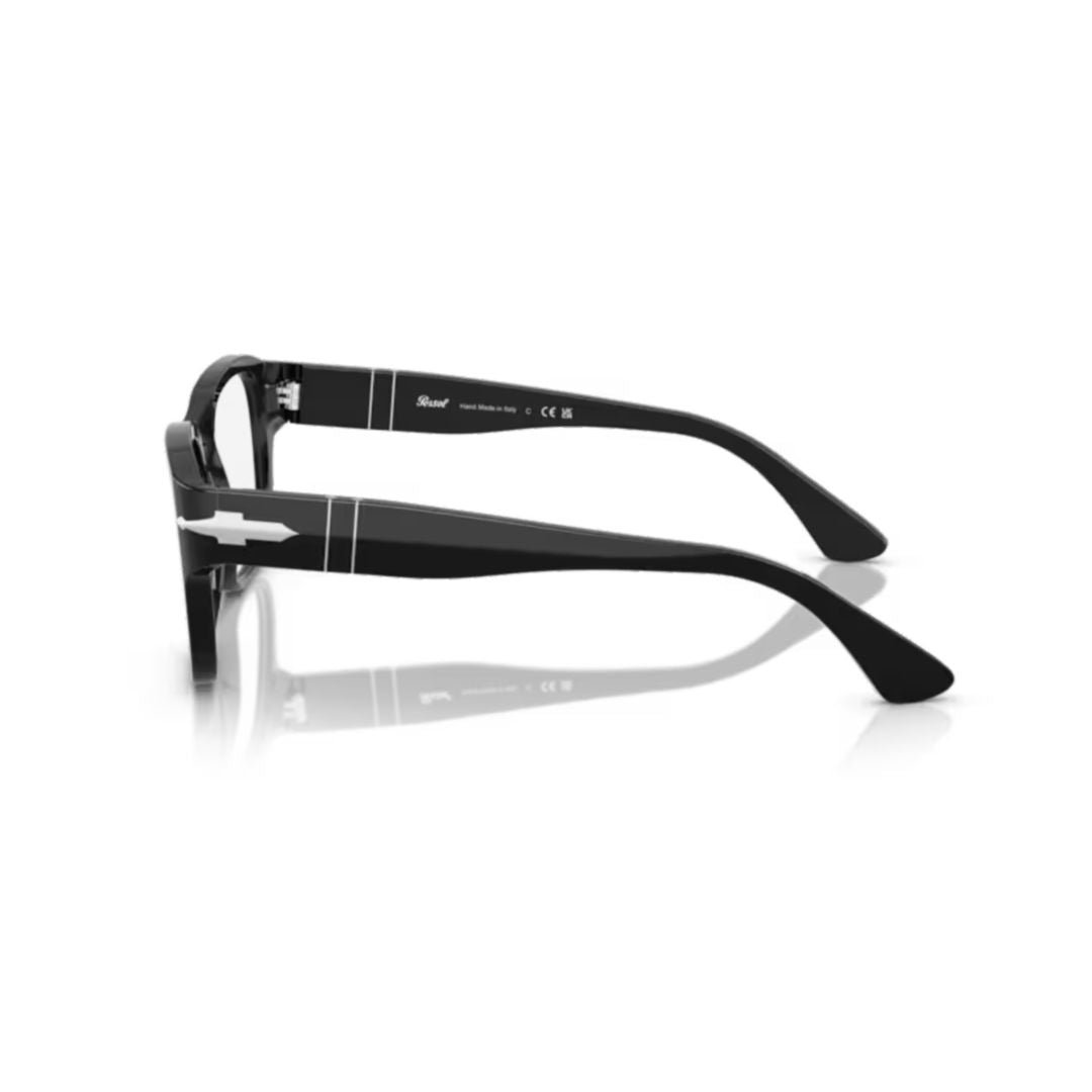 0po3374v Rectangular Black Acetate Eyeglasses with Silver Arrow Detail