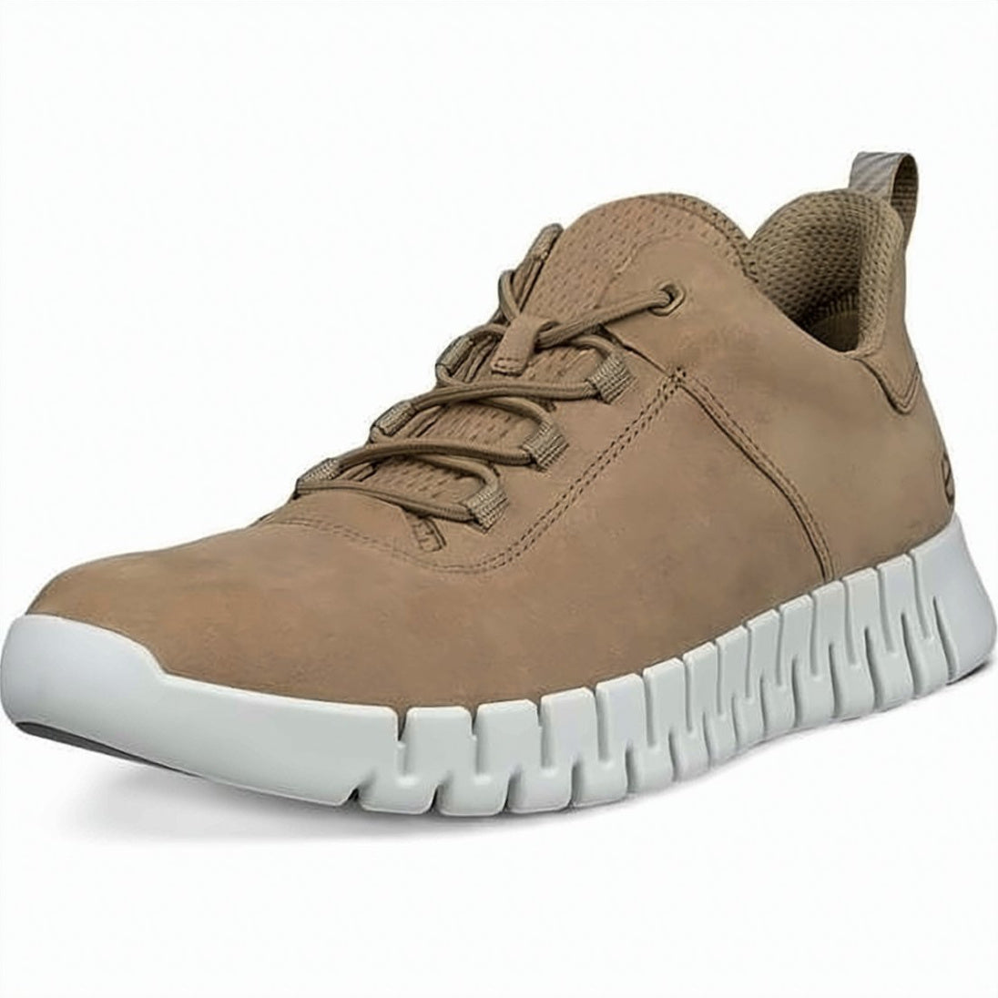 Minimalist Brown Cow Leather Sneakers with Unique Segmented Sole