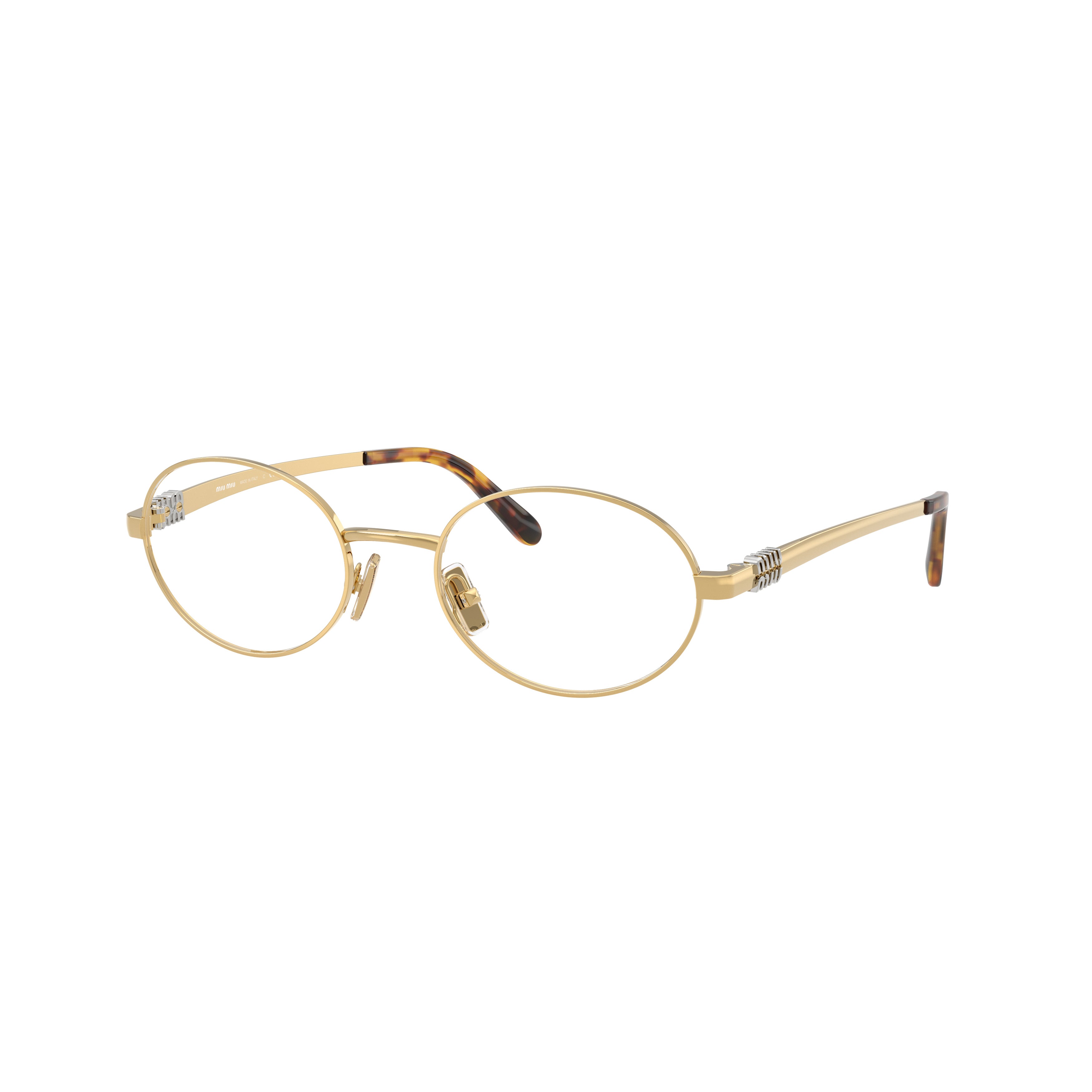 0mu 50zv Polished Gold Oval Eyeglasses