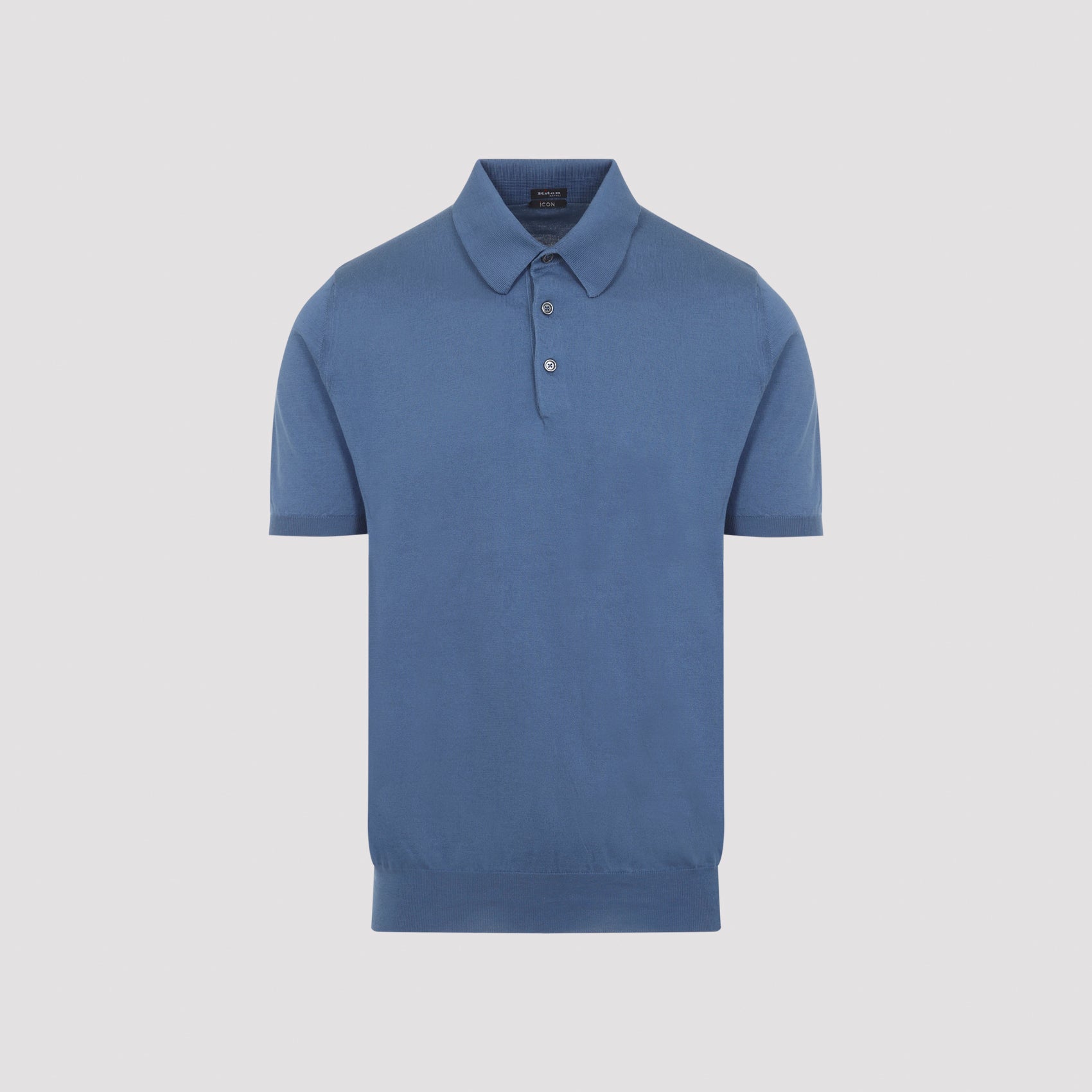 Fitted Blue Cotton Polo Shirt