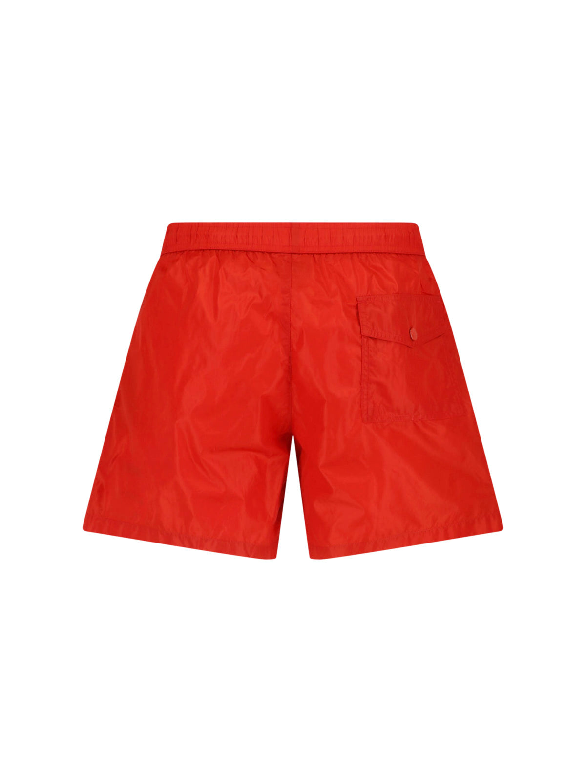Red Nylon Mid-Rise Zippered Shorts