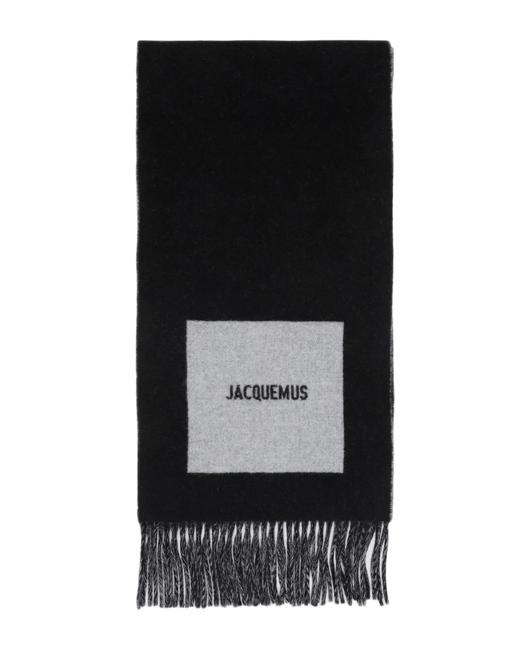 Rectangular Wool Scarf with Fringed Ends
