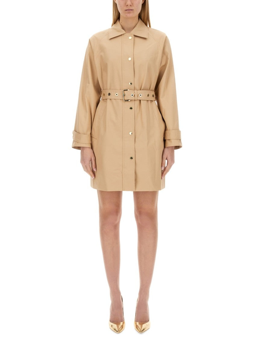 Belted Cotton Trench Coat With Classic Collar And Button Details