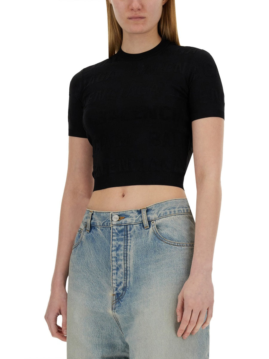 Lightweight Cropped Shirt with Classic Collar