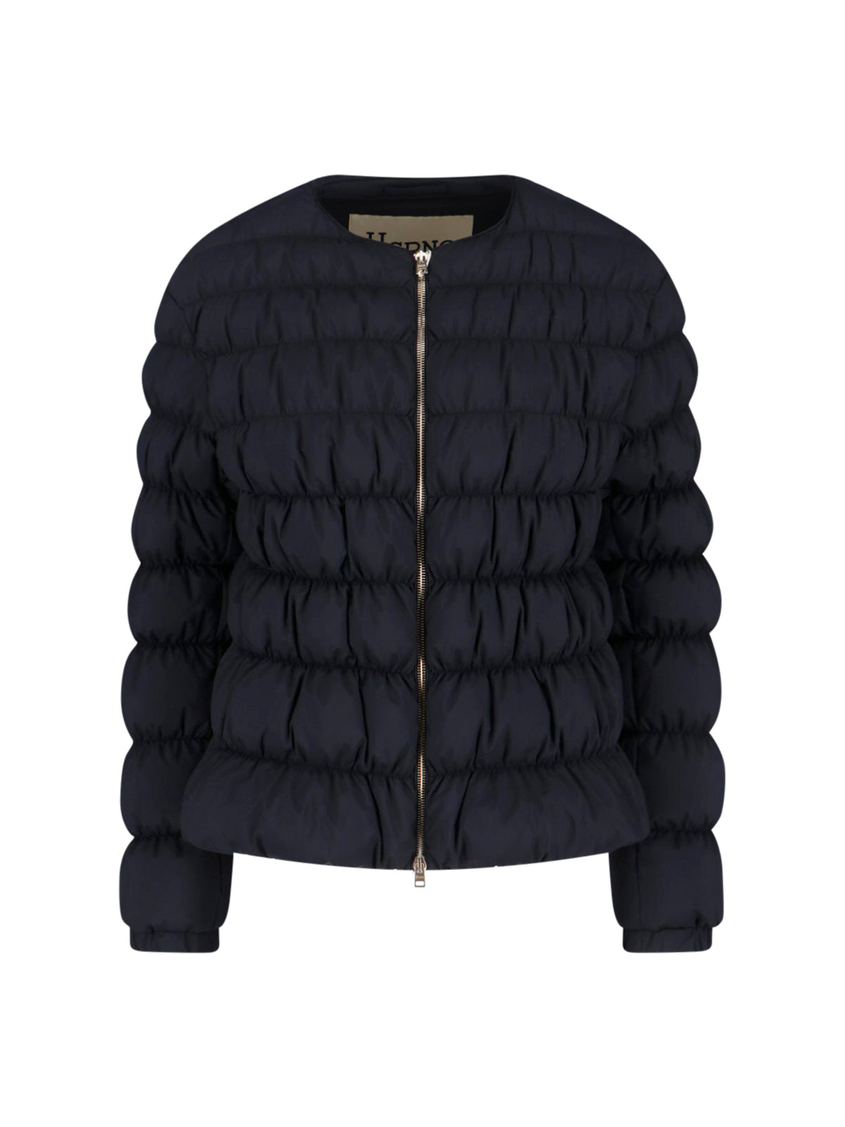 Tailored Black Jacket With High Collar And Smooth Texture