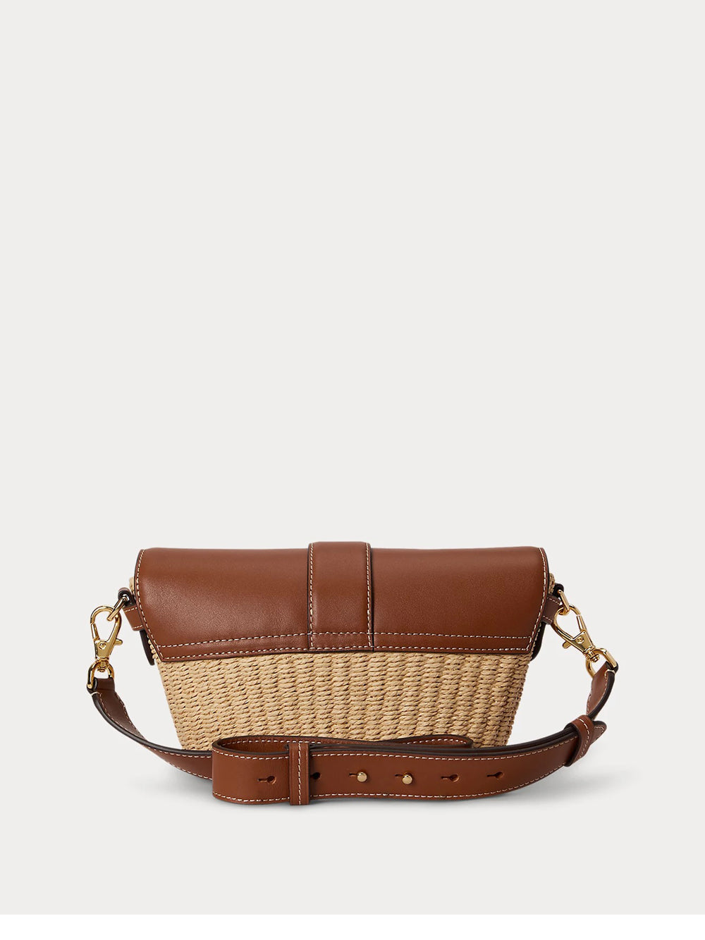 Shoulder Bag with Woven Straw Base